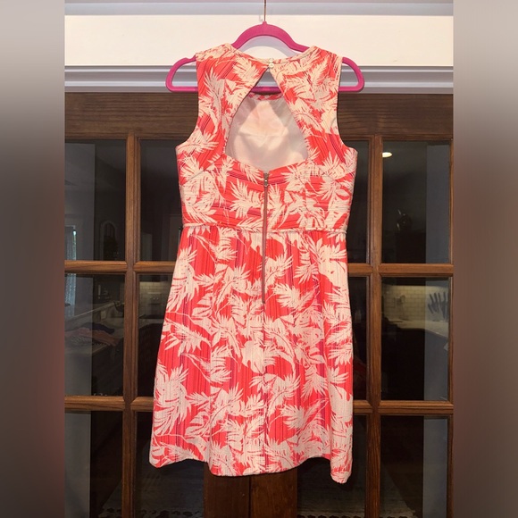 J Crew Size 8 Pink & Cream Tropical Print Open Back Dress - Picture 4 of 10